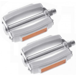 PEDALES PASEO ACERO GOMA BLANCOS