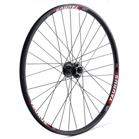 RUEDA DELANTERA 26" NEGRA BUJE SHIMANO 475 6 TORNILLOS LLANTA TAURUS