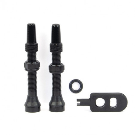 PAR VALVULAS TUBELESS 40MM ALUMINIO NEGRO JOE'S