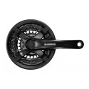 BIELAS SHIMANO TY501 6/7/8 VELOCIDADES 170MM 48x38x28 NEGRO CON CUBREPLATOS