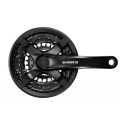 JUEGO BIELAS SHIMANO TY501 6/7/8 VELOCIDADES 170MM 42X34X24 NEGRO CON CUBREPLATOS