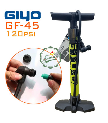 INFLADOR GIYO GF-45 PARA VALVULA ANCHA Y VALVULA FINA 120 PSI COLOR AMARILLO