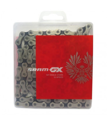 CADENA SRAM PC GX EAGLE 12 VELOCIADES 126 ESLABONES PLATA/NEGRO